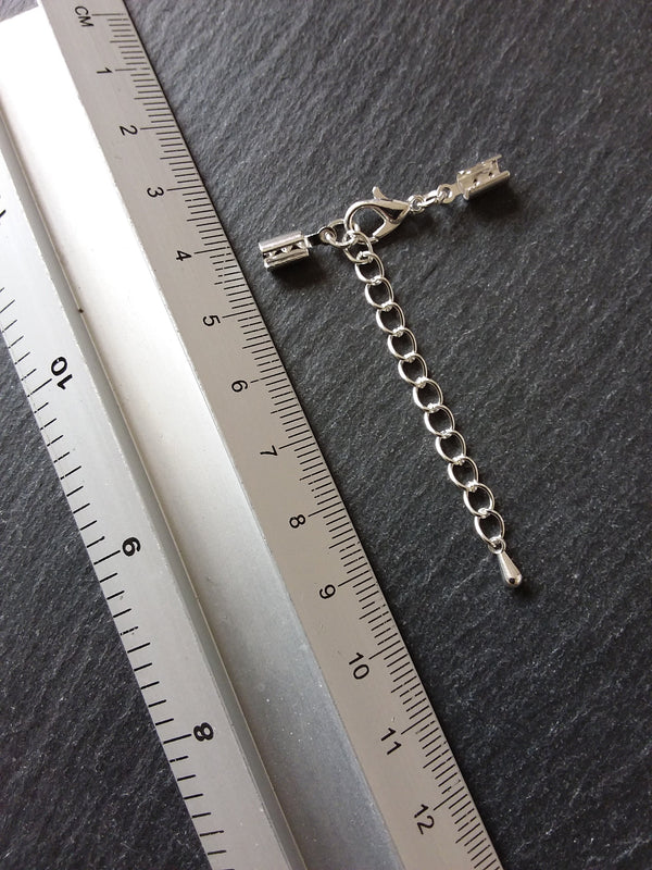 Silver Plated Crimp End Sets for 3mm to 3.5mm Cord Necklaces