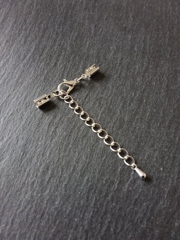 Silver Plated Crimp End Sets for 3mm to 3.5mm Cord Necklaces
