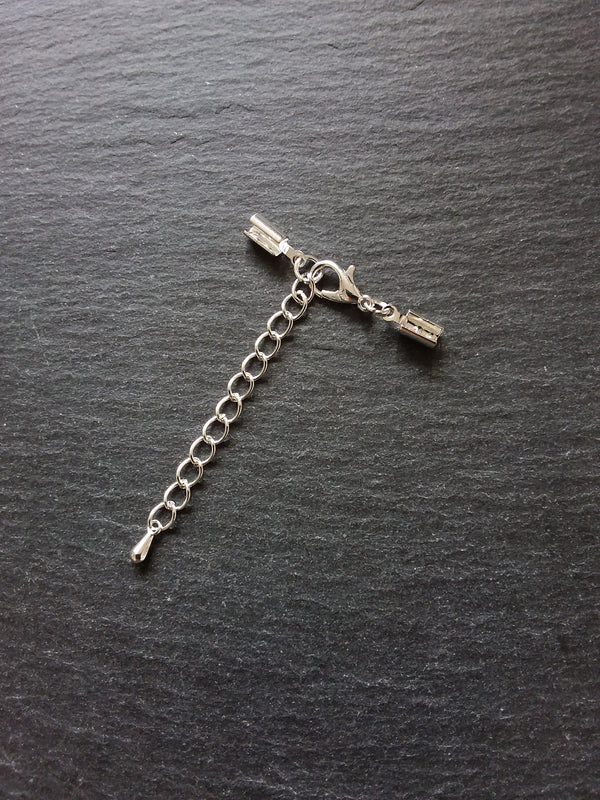 Silver Plated Crimp End Sets for 3mm to 3.5mm Cord Necklaces
