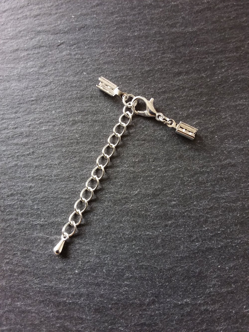Silver Plated Crimp End Sets for 3mm to 3.5mm Cord Necklaces