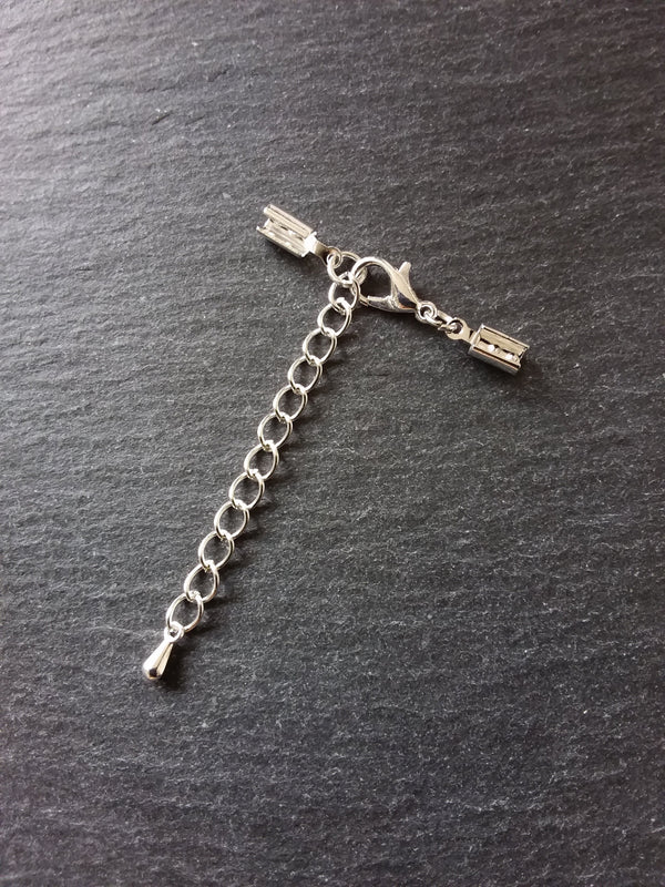 Silver Plated Crimp End Sets for 3mm to 3.5mm Cord Necklaces