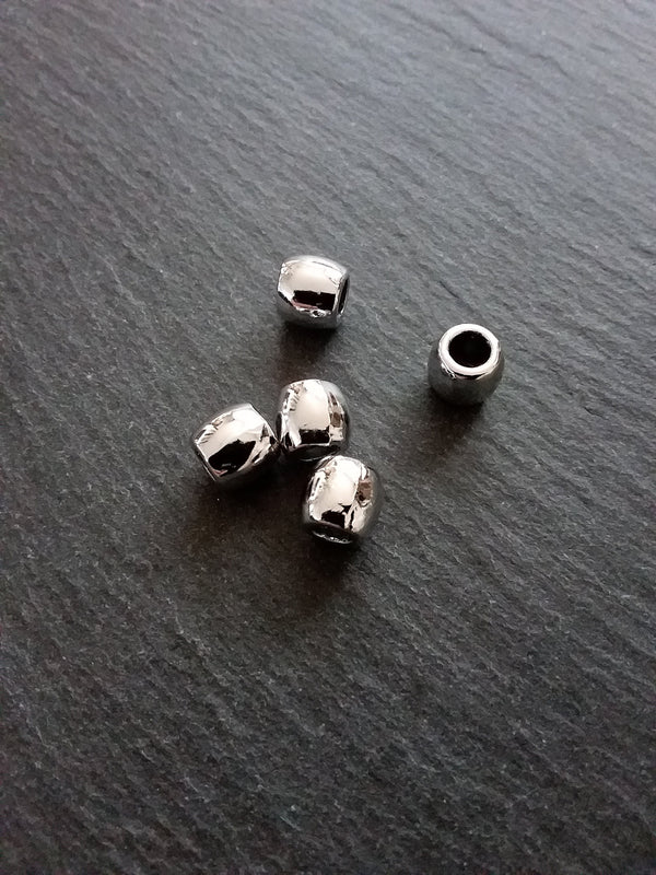 4 or 20 Bright Silver Tone 8mm Barrel Spacer Beads Smooth Plain Non-Tarnishing 9mm long x 8mm wide Hole: 5mm NICKEL FREE