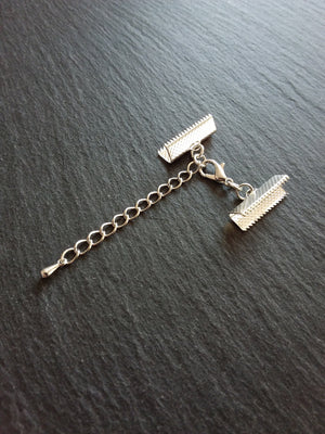 5 or 25 Silver Plated Crimp End Sets for 20mm (13/16") Wide Chokers with Extender Chain