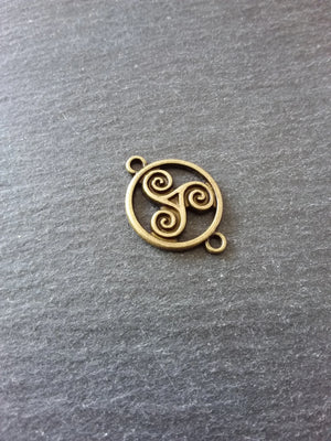 6 or 30 Triple Spiral Triskelion Celtic Connector Charms Antique Bronze Tone Round  28x20mm - ContentedCatz