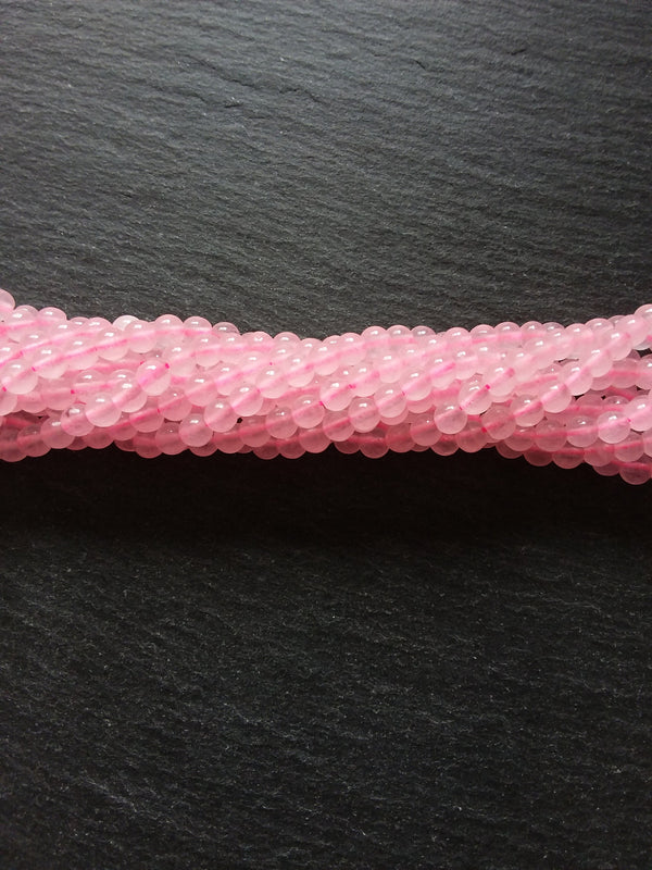 4.3mm Natural Rose Quartz Beads Undyed Round Polished Full 15.5 inch Strand