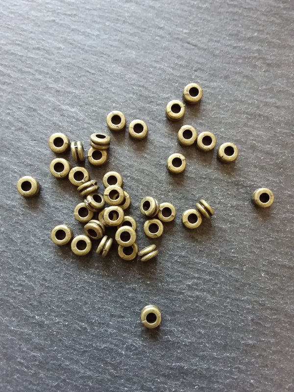 40 or 200 Antique Bronze Tone 6mm Round Macaron Spacer Beads 6x3mm