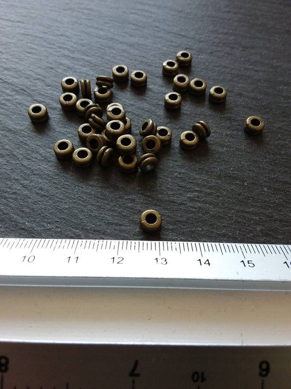 40 or 200 Antique Bronze Tone 6mm Round Macaron Spacer Beads 6x3mm