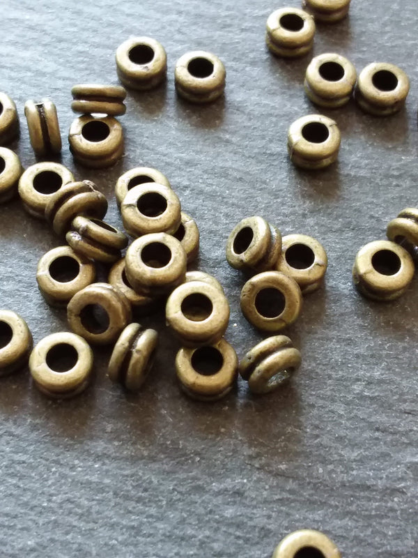 40 or 200 Antique Bronze Tone 6mm Round Macaron Spacer Beads 6x3mm