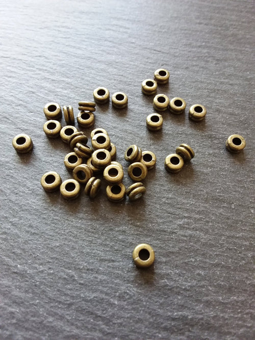 40 or 200 Antique Bronze Tone 6mm Round Macaron Spacer Beads 6x3mm Hole: 2mm