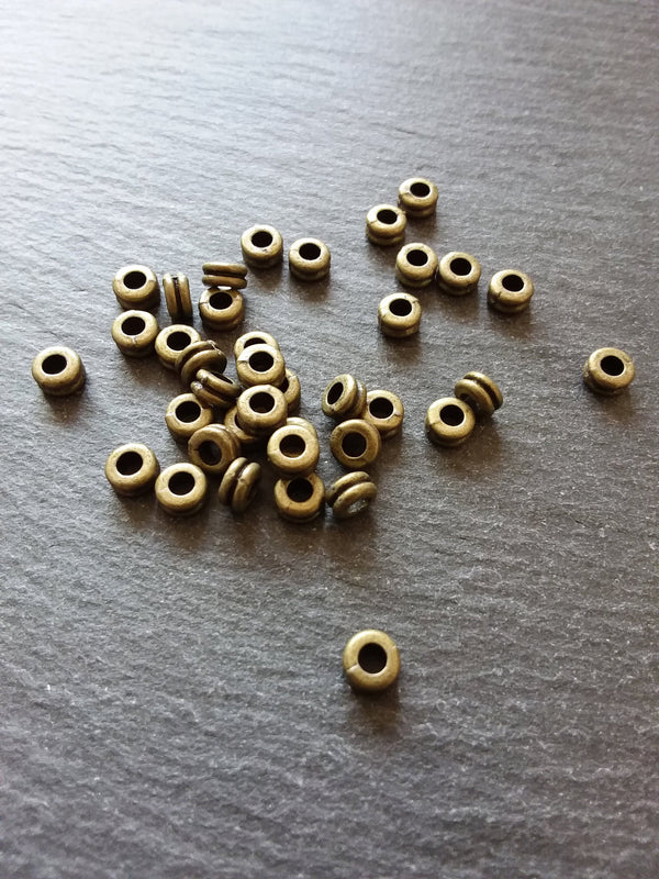 40 or 200 Antique Bronze Tone 6mm Round Macaron Spacer Beads 6x3mm