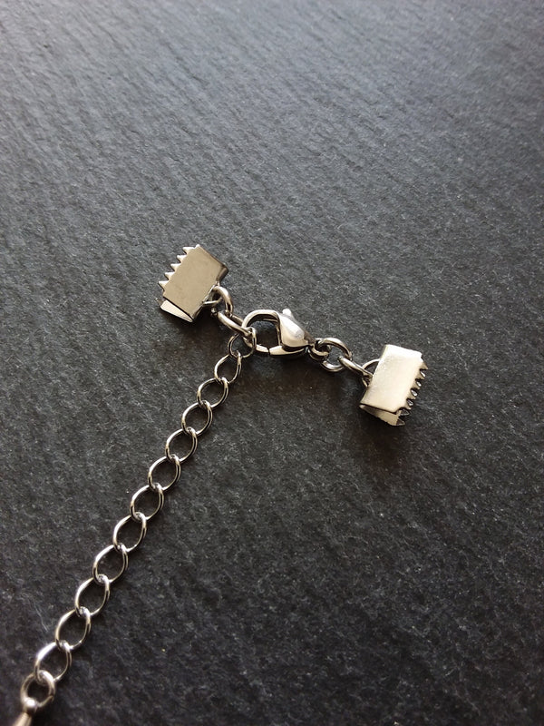 4 or 20 Stainless Steel Crimp End Sets for 8mm (5/16 inch) Chokers with Extender Chain