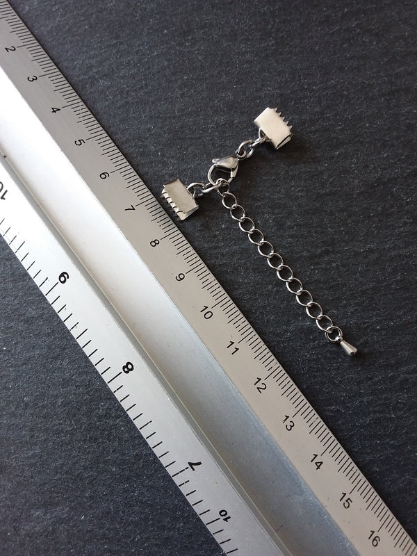 4 or 20 Stainless Steel Crimp End Sets for 8mm (5/16 inch) Chokers with Extender Chain