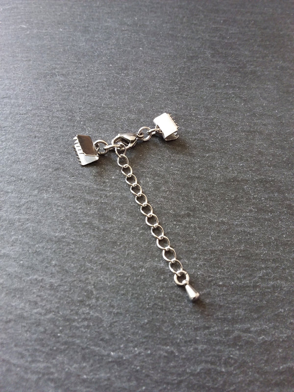 4 or 20 Stainless Steel Crimp End Sets for 8mm (5/16 inch) Chokers with Extender Chain