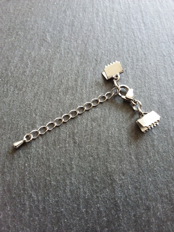 4 or 20 Stainless Steel Crimp End Sets for 8mm (5/16 inch) Chokers with Extender Chain