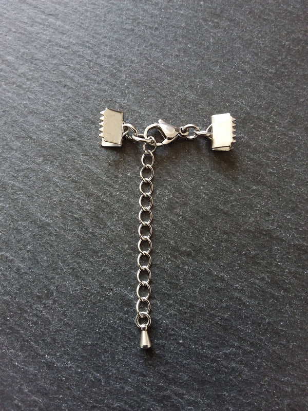 4 or 20 Stainless Steel Crimp End Sets for 8mm (5/16 inch) Chokers with Extender Chain