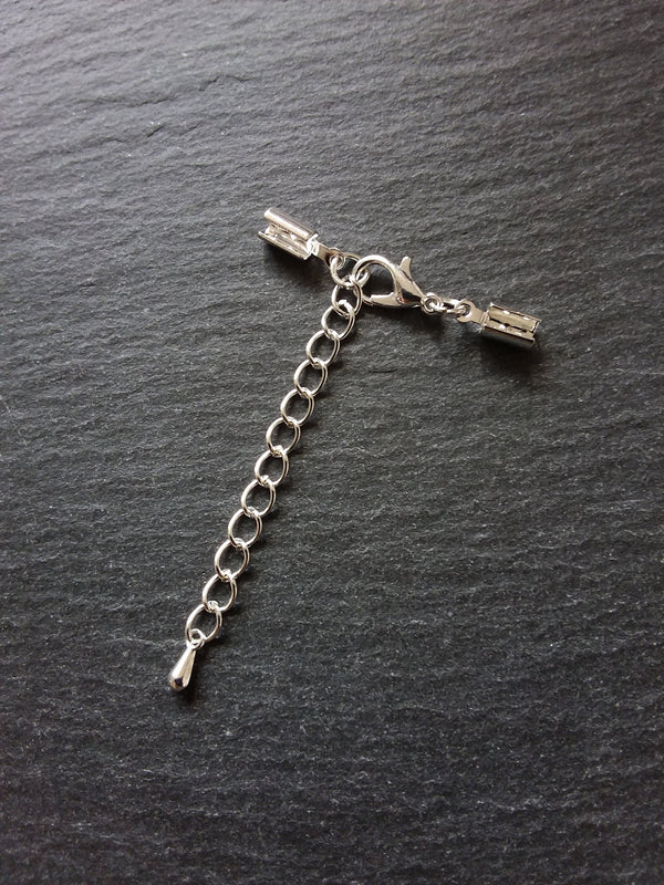 Silver Plated Crimp End Sets for 3mm to 3.5mm Cord Necklaces