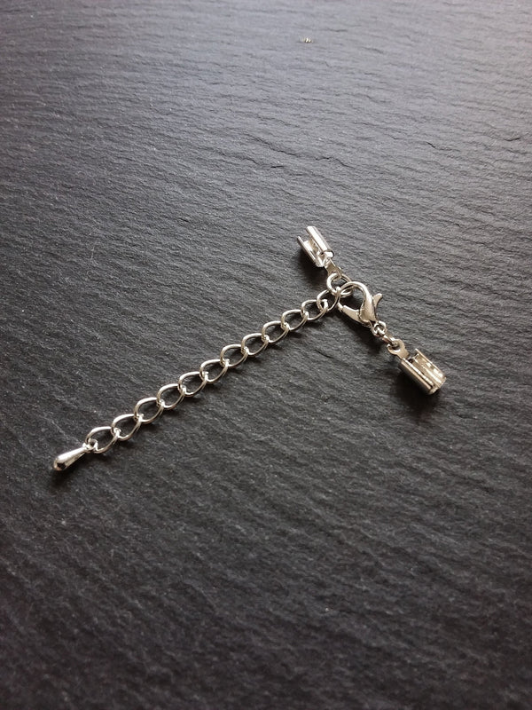 Silver Plated Crimp End Sets for 3mm to 3.5mm Cord Necklaces