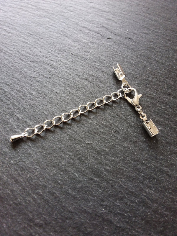 Silver Plated Crimp End Sets for 3mm to 3.5mm Cord Necklaces