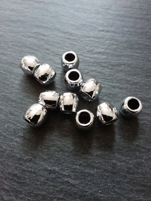 4 or 20 Bright Silver Tone 8mm Barrel Spacer Beads Smooth Plain Non-Tarnishing 9mm long x 8mm wide Hole: 5mm NICKEL FREE