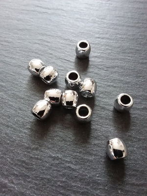 4 or 20 Bright Silver Tone 8mm Barrel Spacer Beads Smooth Plain Non-Tarnishing 9mm long x 8mm wide Hole: 5mm NICKEL FREE