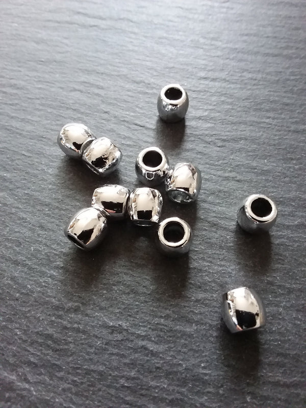 4 or 20 Bright Silver Tone 8mm Barrel Spacer Beads Smooth Plain Non-Tarnishing 9mm long x 8mm wide Hole: 5mm NICKEL FREE