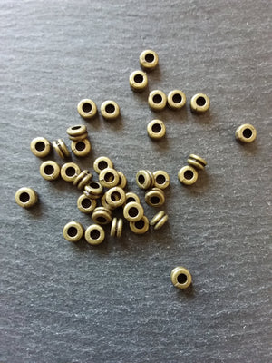 40 or 200 Antique Bronze Tone 6mm Round Macaron Spacer Beads 6x3mm