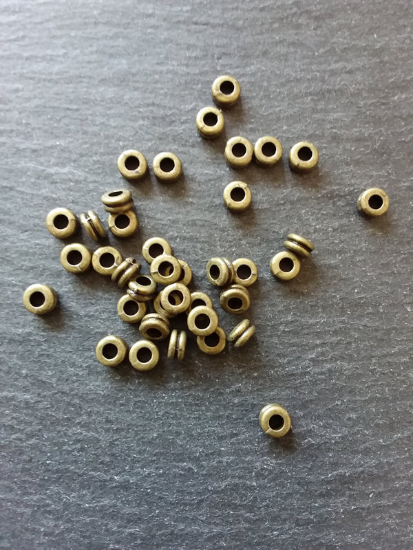 40 or 200 Antique Bronze Tone 6mm Round Macaron Spacer Beads 6x3mm