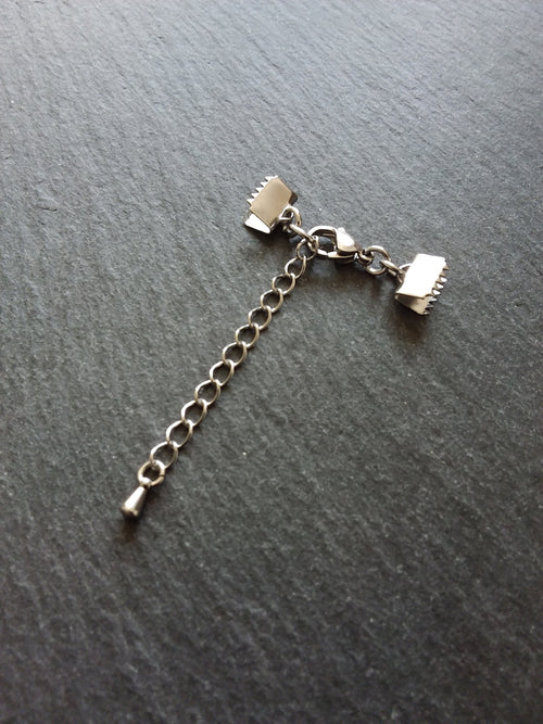 4 or 20 Stainless Steel Crimp End Sets for 8mm (5/16 inch) Chokers with Extender Chain