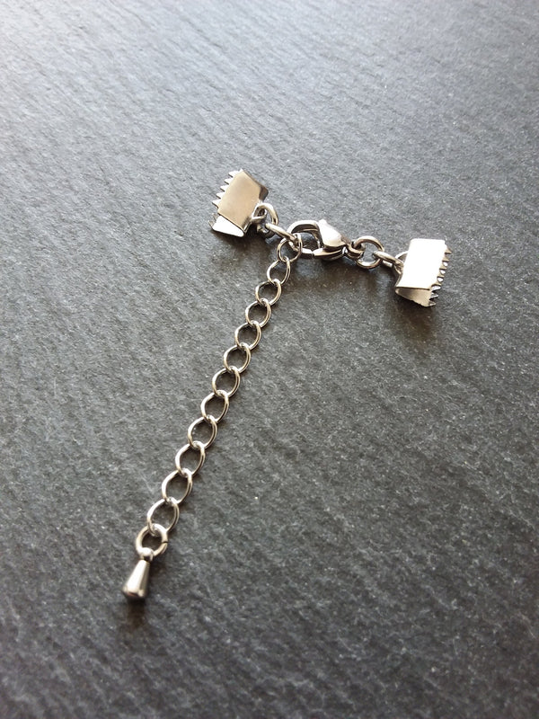 4 or 20 Stainless Steel Crimp End Sets for 8mm (5/16 inch) Chokers with Extender Chain