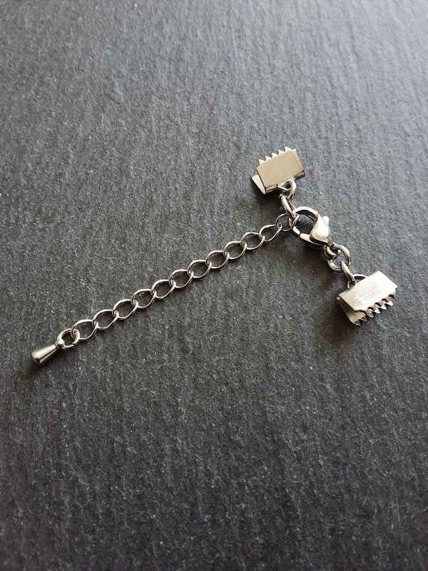 4 or 20 Stainless Steel Crimp End Sets for 8mm (5/16 inch) Chokers with Extender Chain