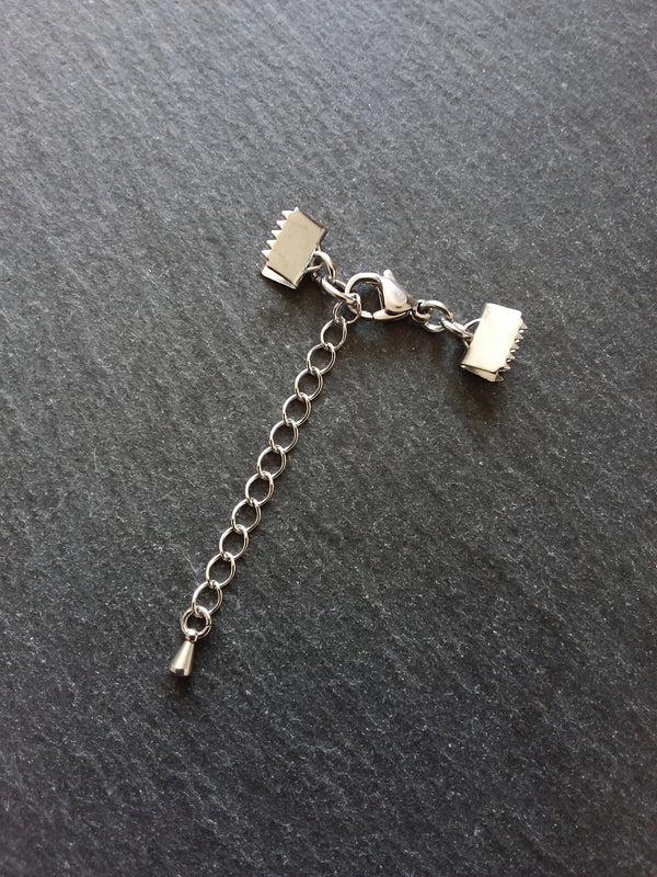 4 or 20 Stainless Steel Crimp End Sets for 8mm (5/16 inch) Chokers with Extender Chain