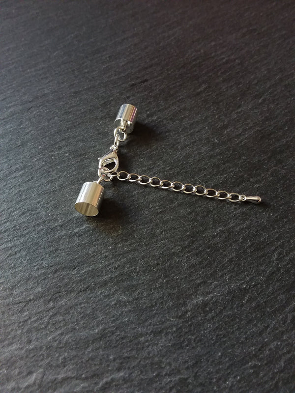 4 or 20 Silver Plated End Cap Sets for 7mm Cord (7.5mm end caps)