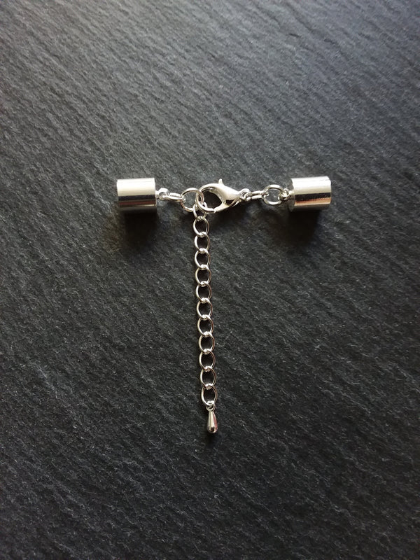 4 or 20 Silver Plated End Cap Sets for 7mm Cord (7.5mm end caps)