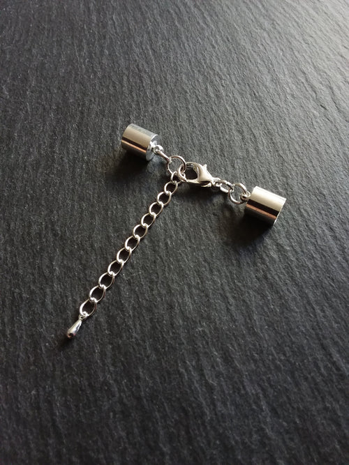 Silver Plated Brass & Alloy End Cap Sets for 7mm Cord (7.5mm end caps)