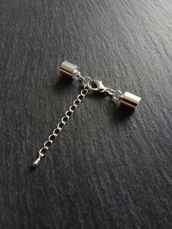 4 or 20 Silver Plated End Cap Sets for 7mm Cord (7.5mm end caps)
