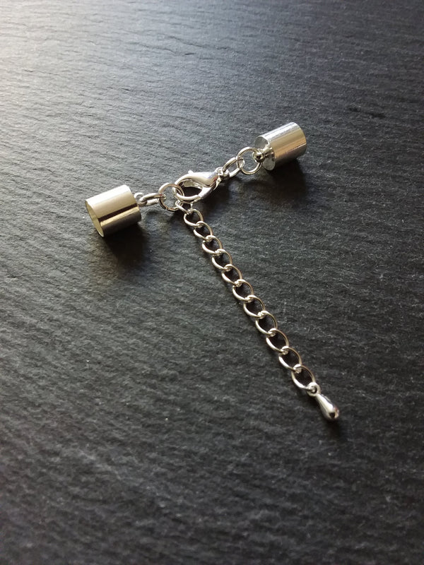 4 or 20 Silver Plated End Cap Sets for 7mm Cord (7.5mm end caps)