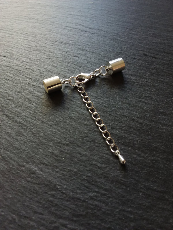 4 or 20 Silver Plated End Cap Sets for 7mm Cord (7.5mm end caps)