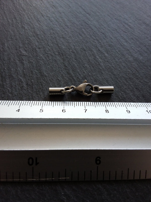 4 or 20 Stainless Steel Rounded End Cap Sets for 2.5mm Cord (3mm end caps)