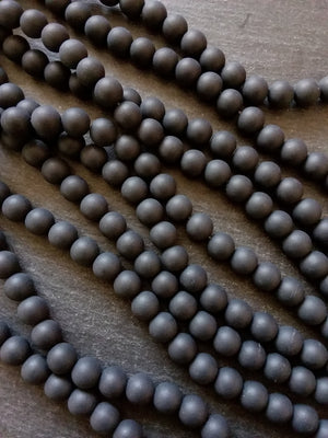 8mm Frosted Natural Black Agate Undyed Gemstone Round Beads Full 15.7 inch Strand