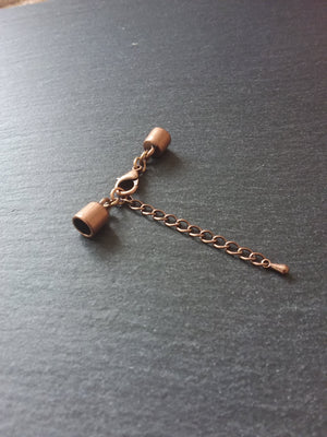 4 or 20 Antique Copper End Cap Sets for 5.5mm Cord with or without Extender Chain (5.8mm caps)