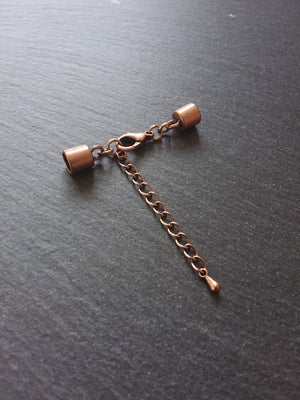 4 or 20 Antique Copper End Cap Sets for 5.5mm Cord with or without Extender Chain (5.8mm caps)