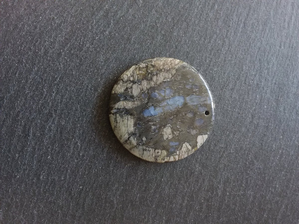Natural Glaucophane Flat Round Pendant 50mm Diameter
