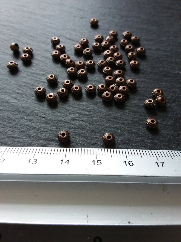 60 or 300 Antique Copper Tone 5mm Diameter Wheel Spacer Beads Bali Style 5x3mm