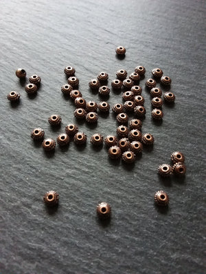 60 or 300 Antique Copper Tone 5mm Diameter Wheel Spacer Beads Bali Style 5x3mm