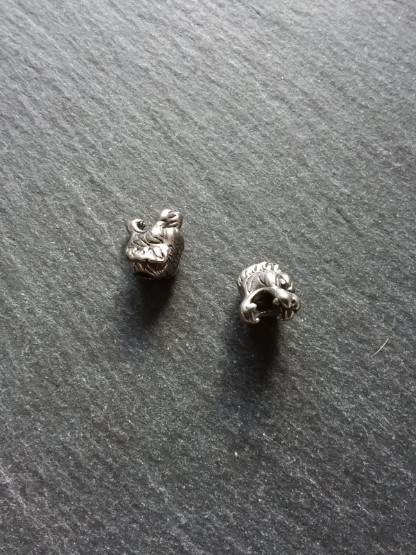 1 or 5 Stainless Steel Tiger Head Beads 11x8x9.5mm Hole: 2.5mm Front to Back