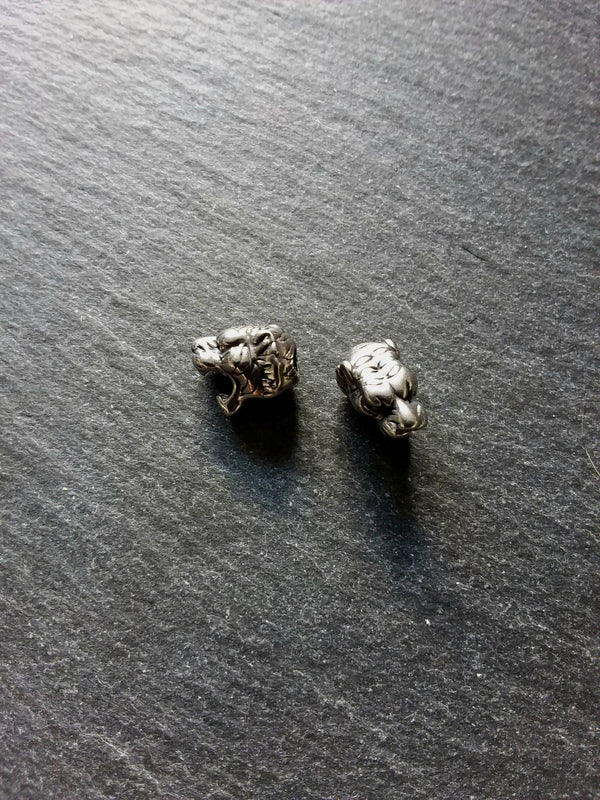 1 or 5 Stainless Steel Tiger Head Beads 11x8x9.5mm Hole: 2.5mm Front to Back