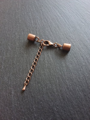 4 or 20 Antique Copper End Cap Sets for 5.5mm Cord with or without Extender Chain (5.8mm caps)