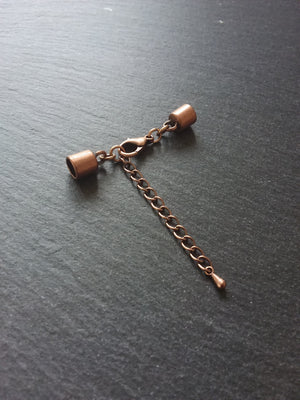 4 or 20 Antique Copper End Cap Sets for 5.5mm Cord with or without Extender Chain (5.8mm caps)