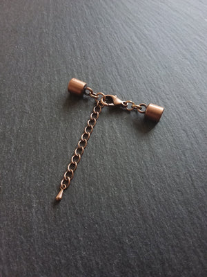 4 or 20 Antique Copper End Cap Sets for 5.5mm Cord with or without Extender Chain (5.8mm caps)