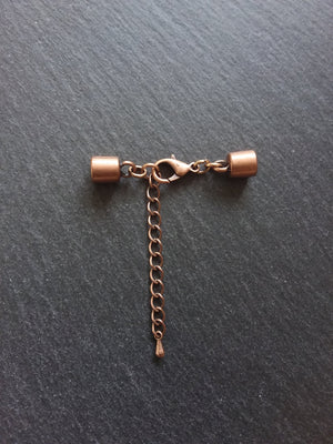 4 or 20 Antique Copper End Cap Sets for 5.5mm Cord with or without Extender Chain (5.8mm caps)